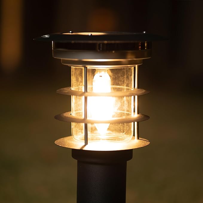 Gama Sonic Black Stainless Steel Bollard Solar Light w/EZ Anchor – 2 PK