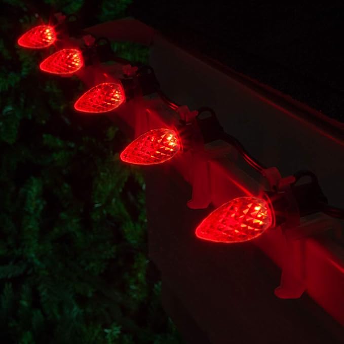 Wintergreen Lighting Set of 100 C7 OptiCore Red Commercial LED String Christmas Lights, Outdoor Christmas House | Lumora