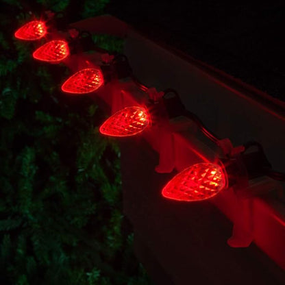 Wintergreen Lighting Set of 25 C7 OptiCore Commercial Red Christmas Lights - LED Heavy Duty Bulbs for Holiday, Valentine's Day, Party, Bedroom on 18 Gauge Green Wire (25 ft)