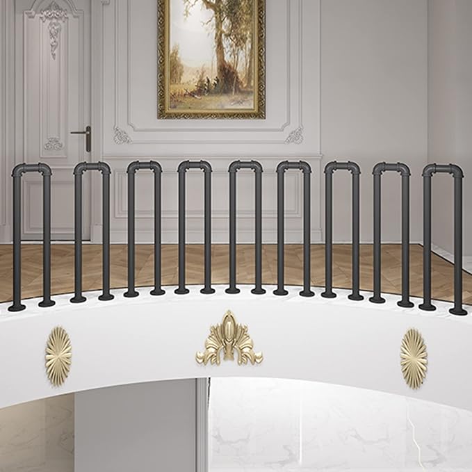 Hand Rails for Indoor Outdoor Steps 1 2 3 4 5 6 8 10 Steps, Black Industrial Pipe Staircase Handrails In Ground for | Lumora