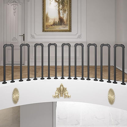 Hand Rails for Indoor Outdoor Steps 1 2 3 4 5 6 8 10 Steps, Black Industrial Pipe Staircase Handrails In Ground for Lofts Stairs Patio Porch Deck School Restaurant ( Color : 6 Pcs , Size : H-90cm/35.4