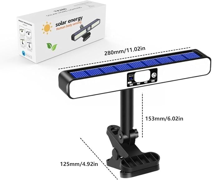 Solar Outdoor Lights, Adjustable Lighting Modes, 1800mah, Clip Mount Solar Lamp, Motion Sensor Light, Weatherproof Build and Easy Clip Mount Installation, for Garden, Fence, Porch, Patio, Or Pathway