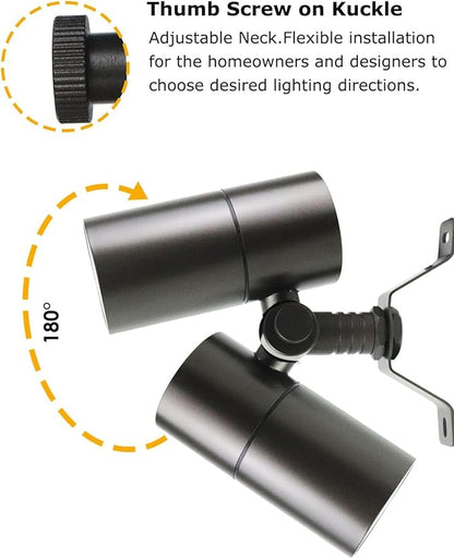 Cheopha 12V Outdoor Low Voltage Landscape Down Light, Replaceable 5W MR16 LED Bulb (2700K Warm White), IP65 Waterproof Aluminum Spotlight for Tree, Garden, Lawn and Yard Lights 2-Pack