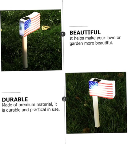 NUOBESTY 2pcs Solar LED Garden Path Lights Outdoor Decorative Lamps for Independence Day Yard Night Lighting Random Color