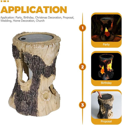 Veemoon Solar Stump Path Lights Outdoor Solar Garden Lights for Lawn Yard Landscape, Weatherproof Solar-Powered LED Lamps for Patio and Walkway Lighting