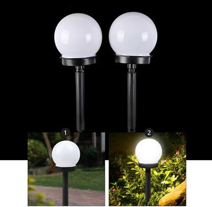 2pcs Solar Floor Plug Lawn Lamps, White LED Bulb-Shaped Outdoor Solar Garden Path Lights for Yard and Patio Landscape Lighting