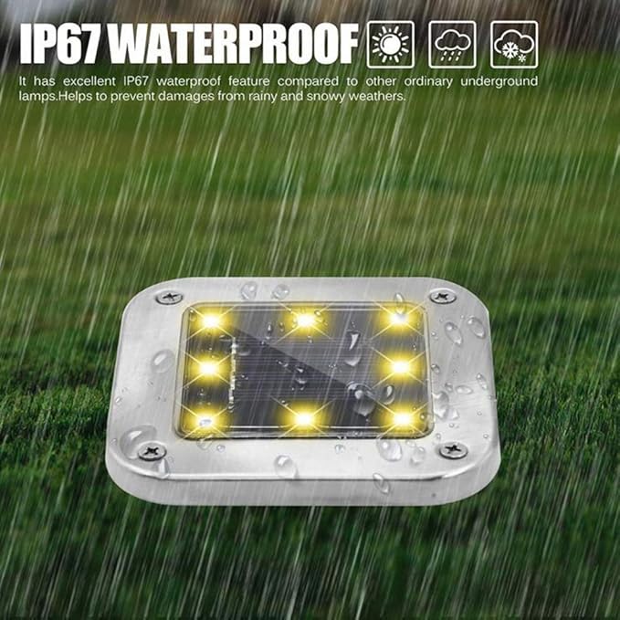 Solar Light Outdoor,8 LED Garden Ground Lights Waterproof Patio Outdoor Light for Lawn,Pathway,Yard,Driveway,Step and Walkway (4 Pack White)