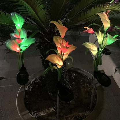 Aolyty Solar Garden Lights Outdoor Decor, Multi-Color Changing LED Solar Calla Lily Flower IP65 Waterpoof Landscape Lghting for Lawn Garden Yard Pathway Decoration (Blue, 2 Pack)