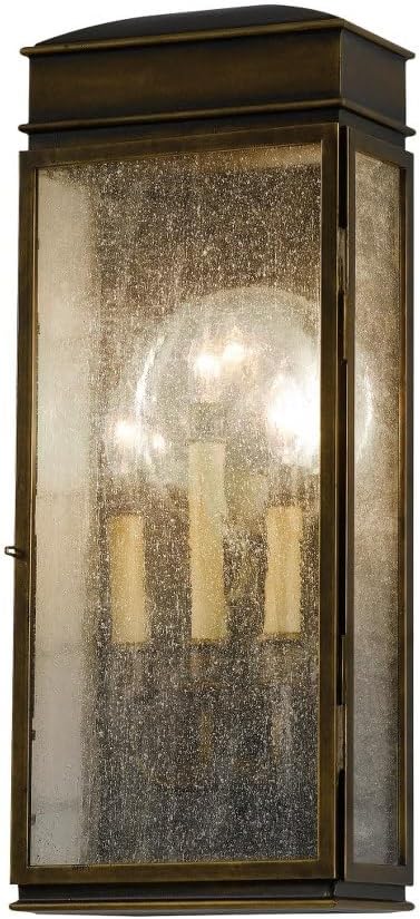 Feiss OL7402ASTB Whitaker Outdoor Patio Lighting Wall Lantern, Bronze, 3-Light (9"W x 23"H) 180watts