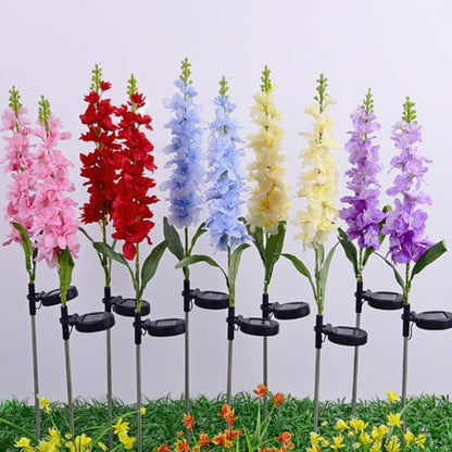 Uonlytech Solar Post Lights Violet Garden Stake Lights 5 Heads Colorful Decorative Yard Path Landscape Lighting for Patio Yard Pathway Purple