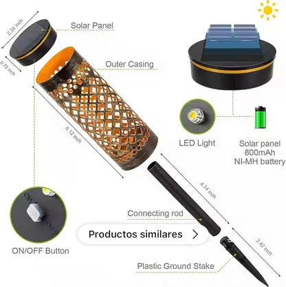 Solar Pathway Lights, Decorative Lattice Pattern, LED Garden Stakes, Bronze Metal Finish, 800mAh Battery, Sunflower Shadow Design, Pack of 6 Lights