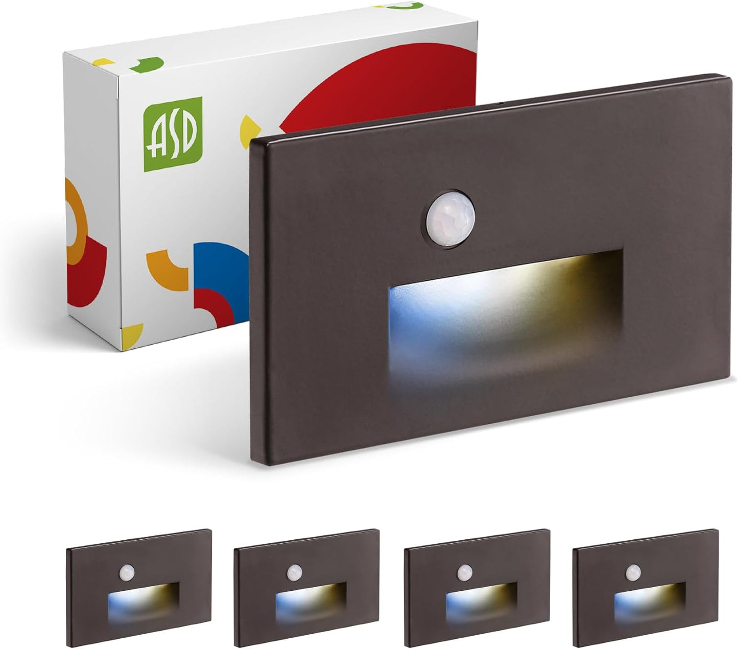ASD LED Recessed Step Light Fixture, Outdoor & Indoor Tread Lighting | 3CCT, Motion Sensor, Waterproof, ETL Listed | Lumora