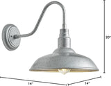 14in Outdoor Gooseneck Barn Lights for Patio, Galvanized Finish Exterior Farmhouse Wall Light Fixtures, Barn Style | Lumora