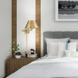 Livex Lighting 40030-01 25" One Light Swing Arm Wall Mount, Antique Brass Finish with Satin Brass Metal Shade | Lumora