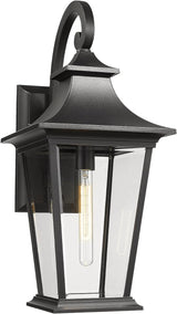 Emliviar Large Outdoor Wall Light, 25" Modern Front Porch Light for House, Clear Glass in Black Finish, XE220B BK | Lumora