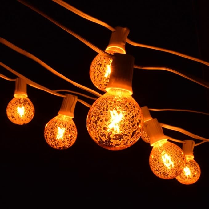 Hometown Evolution, Inc. Gold Outdoor Patio String Lights (25 ft, G50 Gold 2" Bulbs - White Wire) | Lumora
