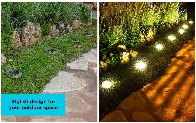 BLACK+DECKER Solar-Powered Outdoor Disk Light - 8 Pack (BDSLDK8P)