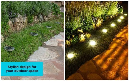 BLACK+DECKER Solar-Powered Outdoor Disk Light - 8 Pack (BDSLDK8P)