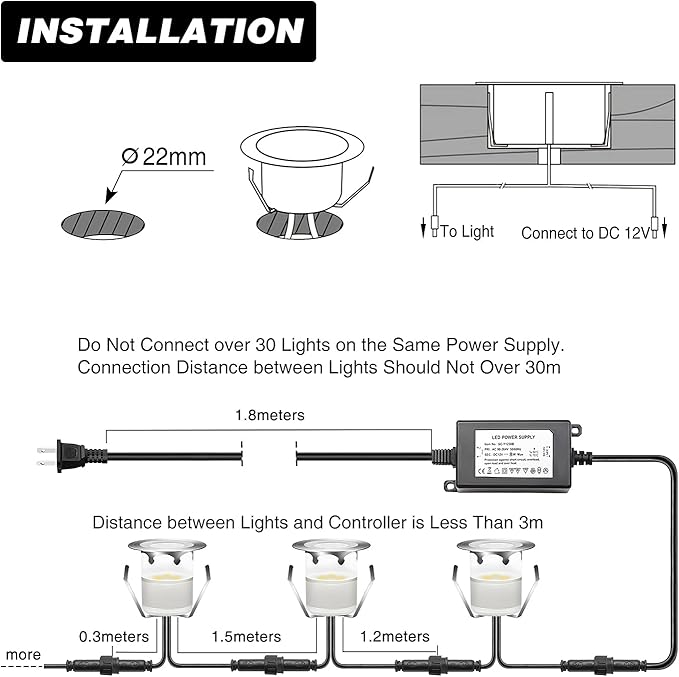 Low Voltage LED Deck Light Kit Stainless Steel Waterproof Recessed Wood Decking Stairs Garden Yard Patio Decor Lamp | Lumora
