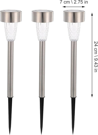 Happyyami 12pcs Solar Pathway Lights Stainless Steel Solar Garden Lights White LED Waterproof for Patio Lawn Decor