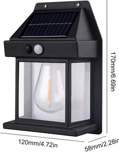 2-Pack 6.8" H Outdoor Solar Wall Light Motion Sensor Porch Flood Dawn Lighting 3 Lights Modes for Patio Garage Shed Barn Door Yard Outside Decorative Waterproot,- Black.