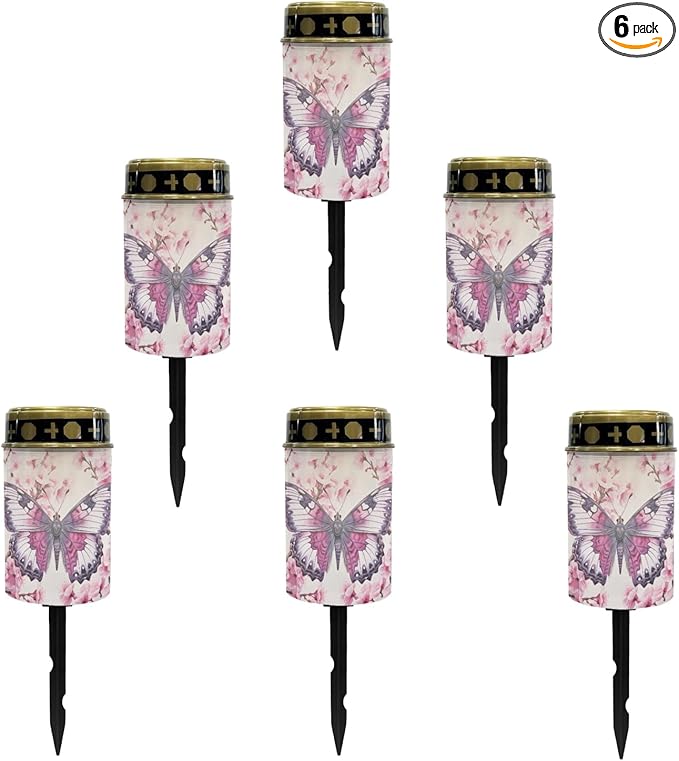 Pink Butterfly Solar Butterfly Lights Outdoor Solar Garden Lights Waterproof Solar Pathway Lights for Outside Yard Patio Flameless LED Lantern,Wall Light Auto On/Off