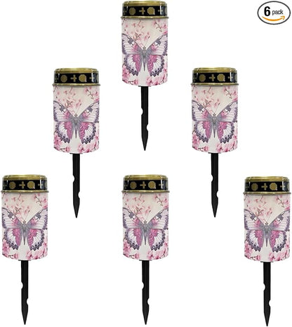Pink Butterfly Solar Butterfly Lights Outdoor Solar Garden Lights Waterproof Solar Pathway Lights for Outside Yard Patio Flameless LED Lantern,Wall Light Auto On/Off