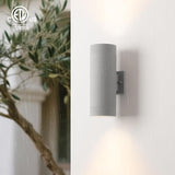mirrea 14" Modern Outdoor Porch Light Patio Light in 2 Lights with Aluminum Cylinder and Tempered Glass Cover | Lumora