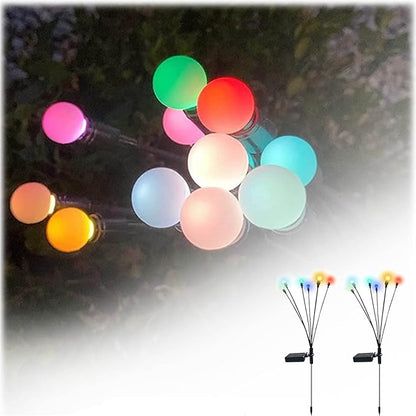 Firefly Solar Pathway Lights, LED Solar Starburst Swaying Light, Solar Garden Lights Waterproof IP65, Patio Landscape Lawn Decor Lighting Stakes(2pcs)