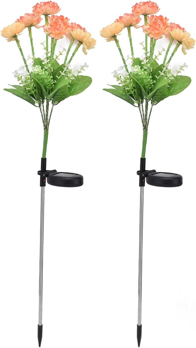 ZJchao Solar LED Flower Lights Garden Patio Lawn Yard Pathway Simulation Decorative Stake Lights for Outdoor