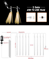 Flacchi Warm White 20 Tubes 480 LED Raindrop Meteor Shower Icicle Lights with Timer Function - Outdoor String Light | Lumora