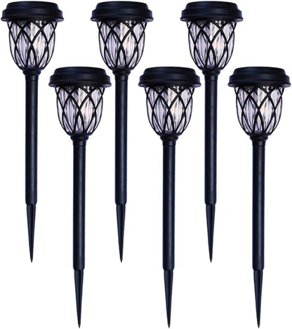 6pcs LED Solar Garden Lights Waterproof Outdoor Yard Pathway Lawn Landscape Lamps Warm White for Patio Lawn Walkway Decoration
