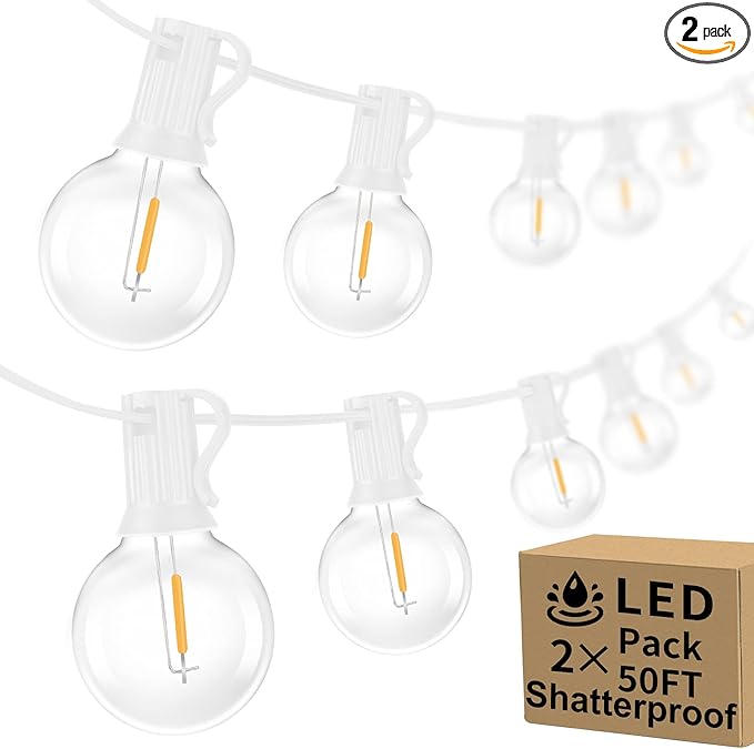 100ft Outdoor G40 LED Globe String Lights Dimmable Shatterproof Waterproof Light Strings with 52 Bulbs Connectable | Lumora