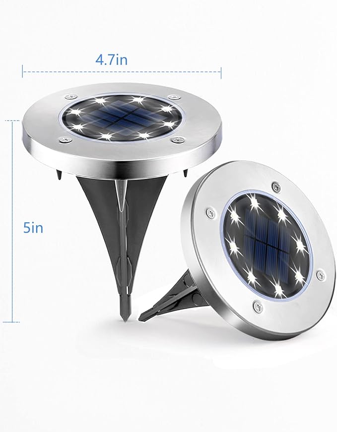 UFOND 8 Pack Solar Ground Lights, Outdoor Waterproof Garden Light Decor, Disk Solar Deck Light, Landscape Lighting | Lumora