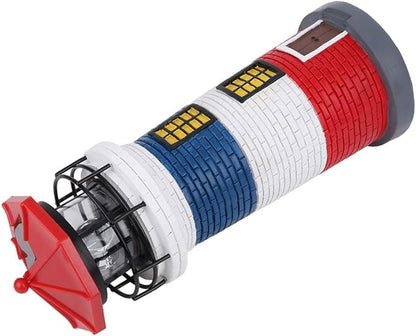 LED Solar Power Lighthouse Statue Outdoor Decor Rotating Outdoor Light Garden Yard Lawn Craft Ornament, Lighthouse Lamp Solar Lighthouses for Outside(Red+Blue+White)