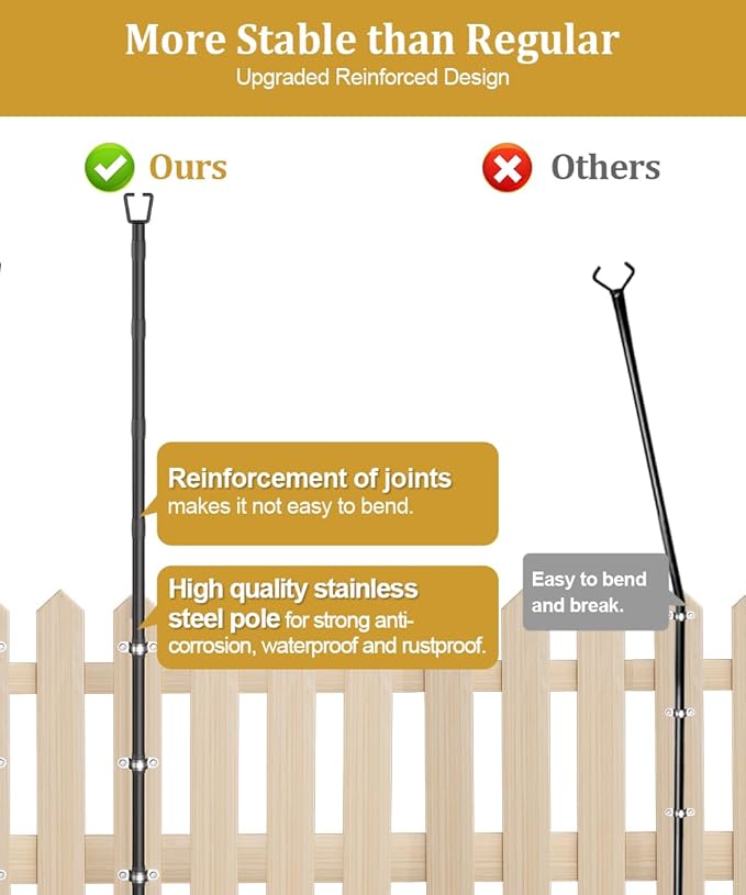 10FT String Light Poles for Outdoor Decor, Sturdy Light Pole with Fence Brackets, Adjustable Metal Posts for | Lumora