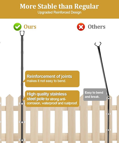 2 Pack 10FT String Light Poles for Outdoor Decor, Sturdy Light Pole with Fence Brackets, Adjustable Metal Posts for Outside Patio, Backyard, Deck, Garden, Party, Wedding