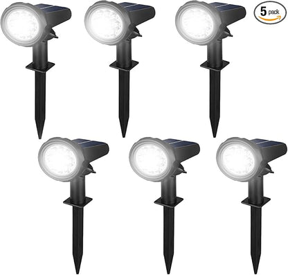 Solar Lights Outdoor Waterproof IP68，3 Lighting Modes，Solar Spot Lights Outdoor，Dark Sensing Auto On/Off ，Solar Powered Garden Yard Spot Solar Lights for Outside Landscape (Cool White, 6 Pack)