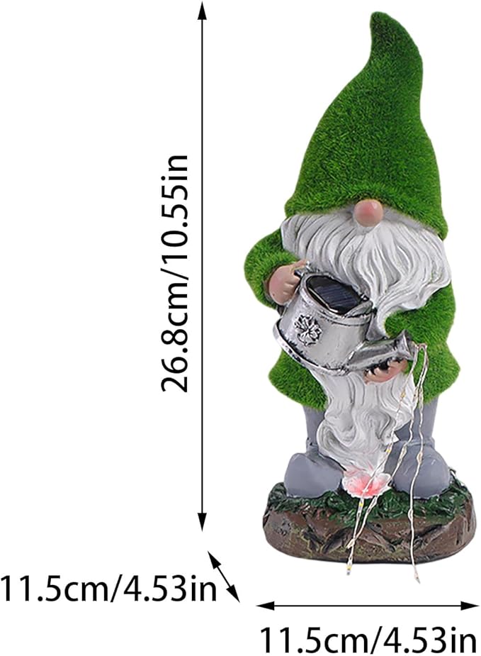Solar Gnomes Garden Statues, Resin Figurine with Bright Solar Lantern Lights, LED Outdoor Garden Decor Light with Welcome Sign, Christmas Gifts Yard Art Sculptures for Patio Lawn (Green)