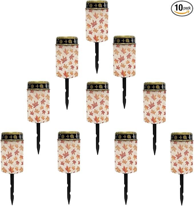 Autumn Maple Leaves Solar Lights Outdoor Waterproof Solar Garden Landscape Lighting for Outside Solar Stake Lights,Lantern Decoration for Yard Patio,Wall Light Auto On/Off