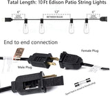 10Ft Outdoor String Lights Waterproof, Hanging Patio Lights with 11 Edison Bulbs (1 Spare), ST40 Vintage Edison | Lumora
