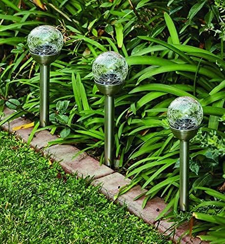 4Pack Solar Glass Crackle Ball Pathway Light Outdoor Waterproof Solar Garden Path Lights Landscape Lighting Decoration (Multi-Colored)