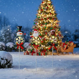 Christmas Yard Stakes Solar with Metal Santa, Snowman & Reindeer Set of 3, Christmas Grave Decorations with Solar | Lumora