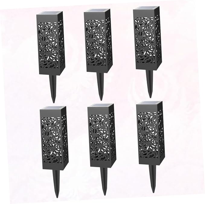 6pcs Solar Lawn Ground Plug Lights Hollow-Out Design Warm White Outdoor Garden Landscape Lamps for Patio Courtyard | Lumora
