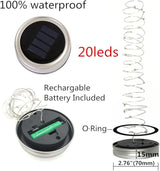 6-Pack Solar-powered Mason Jar Lights 20 LEDs (6 Hanger Included / No Jar),Warm White Glass Waterproof Fairy | Lumora