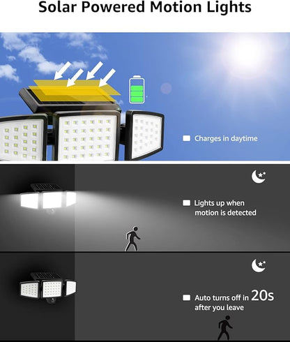 Lepro Bundle - 2 Pack Solar Flood Light 3 Adjustable Heads & 50 ft Outdoor String Lights 25 LED G40 Edison Bulbs String Lights