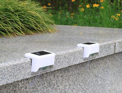 Solar Powered Step Lights for Outdoor Stairs, Railing, Fence Post, Pathway, Yard, Patio - 1 LED, White Lampshade, 4 Pack