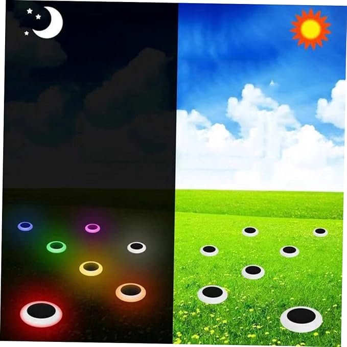 POPETPOP 2pcs RGB Solar Ground Plug Light Outdoor Landscape Garden Lights Solar-Powered Pathway Lamp