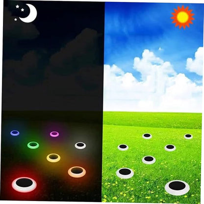 POPETPOP 2pcs RGB Solar Ground Plug Light Outdoor Landscape Garden Lights Solar-Powered Pathway Lamp