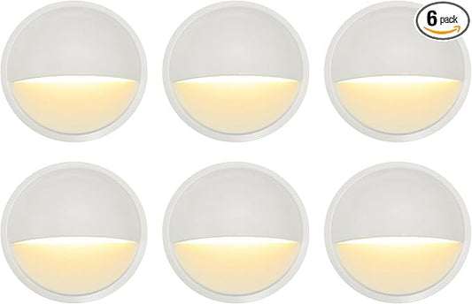 GKOLED Landscape Deck Light, Low Voltage 12V AC/DC Outdoor Patio Lighting, LED 2W Step Light, Die-Casting Aluminium with Matte White Powder Appearance, 6 Pack